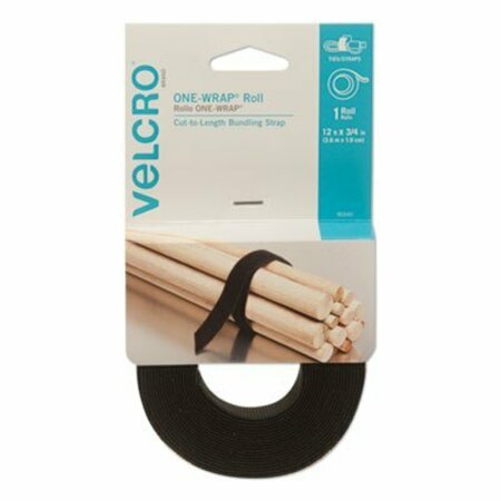 VELCRO BRAND Velcro, ONE-WRAP PRE-CUT STANDARD TIES, 0.75in X 12in, BLACK 90340